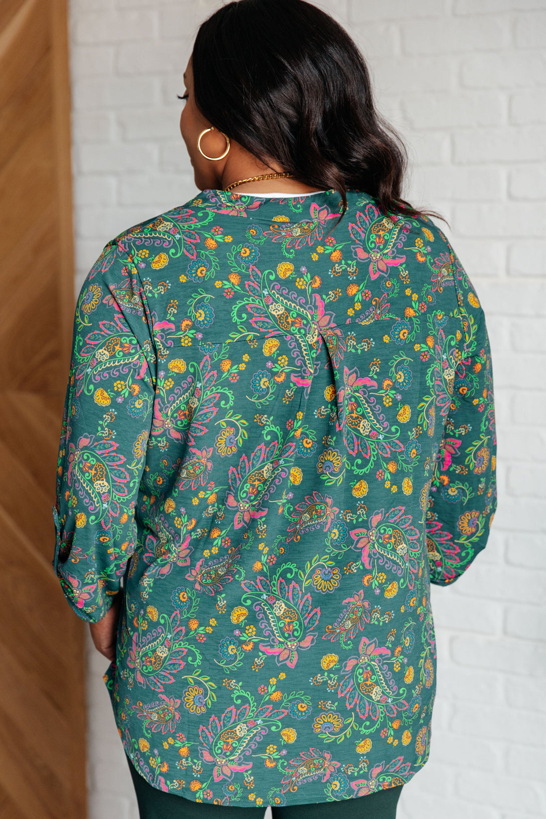 Lizzy Top in Teal and Purple Floral Paisley - Lavish Fix