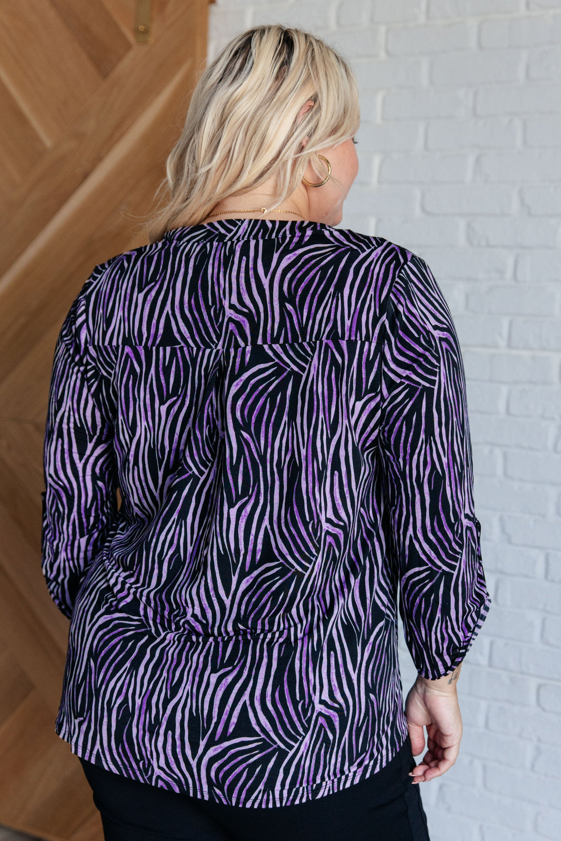 Lizzy Top in Violet and Black Multi Stroke - Lavish Fix