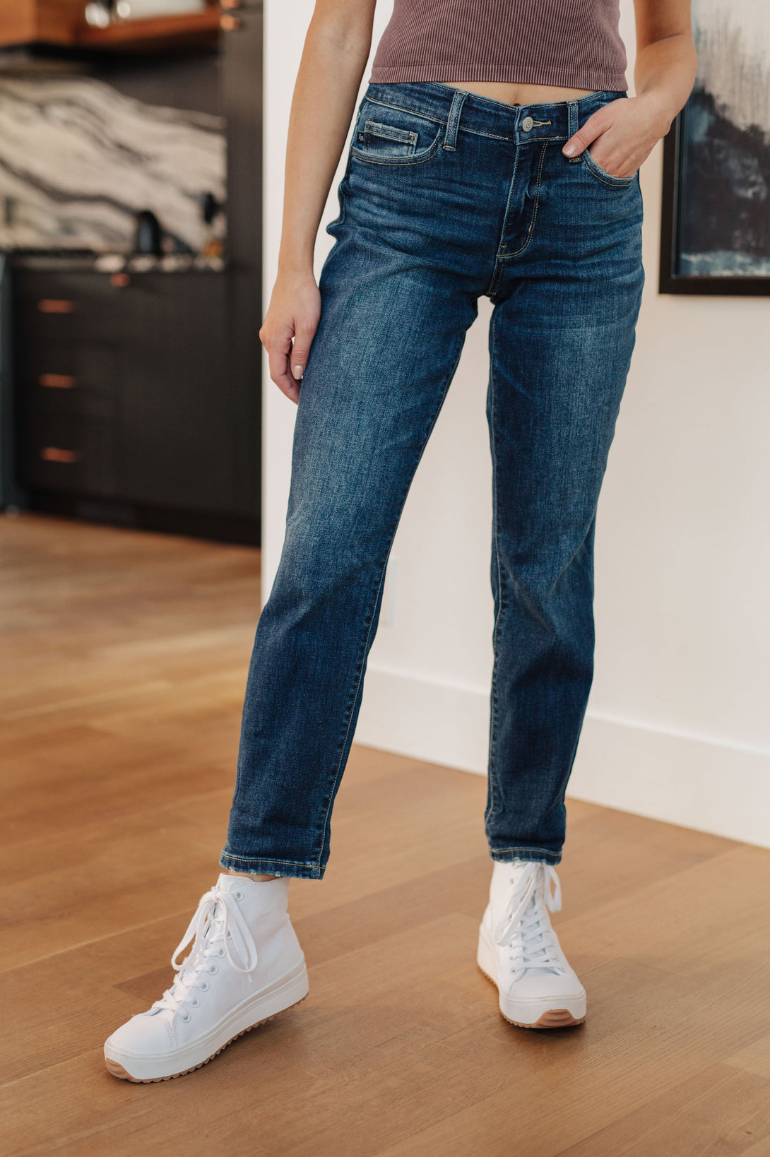 London Midrise Cuffed Boyfriend Jeans - Lavish Fix