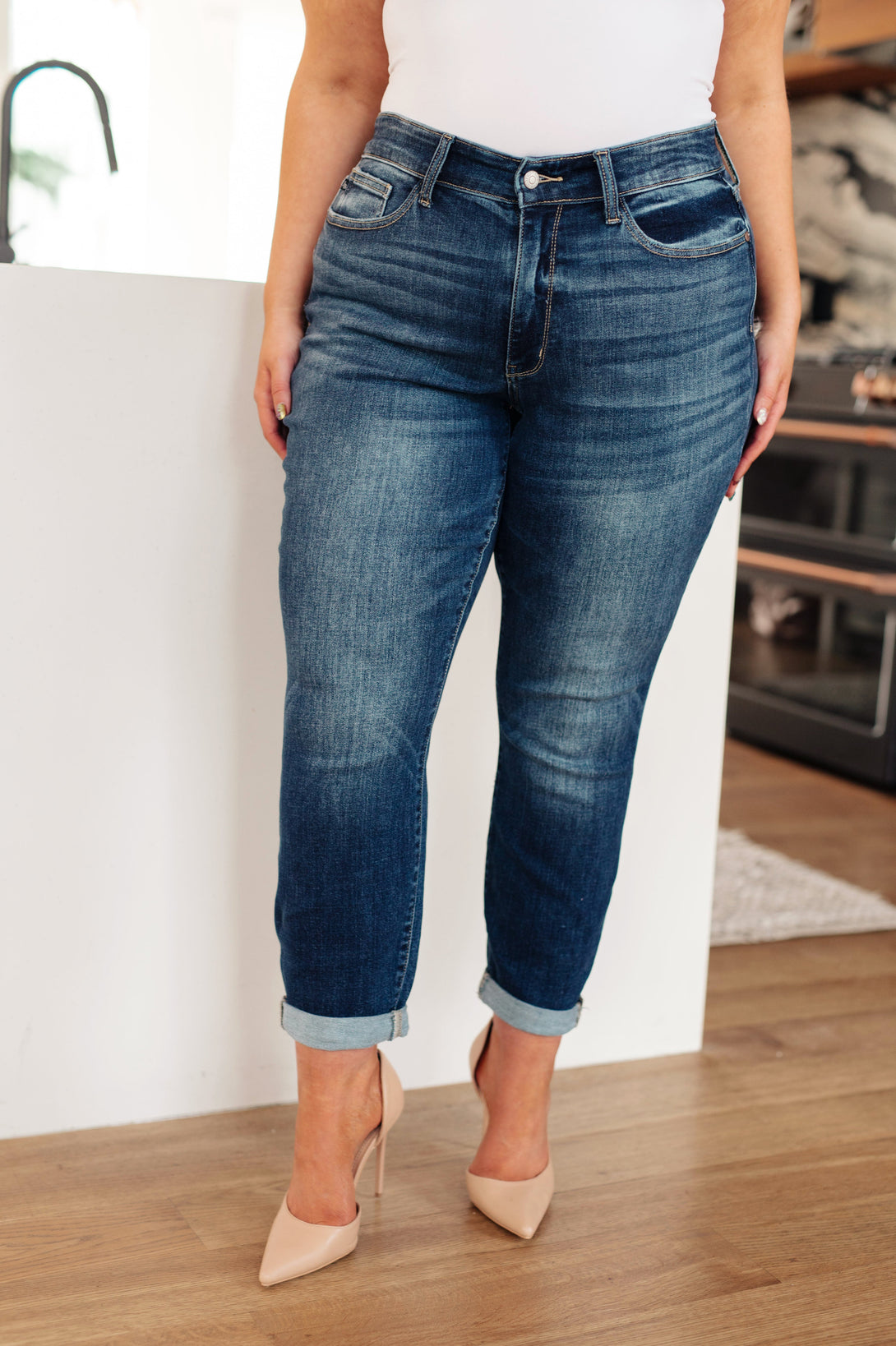 London Midrise Cuffed Boyfriend Jeans - Lavish Fix