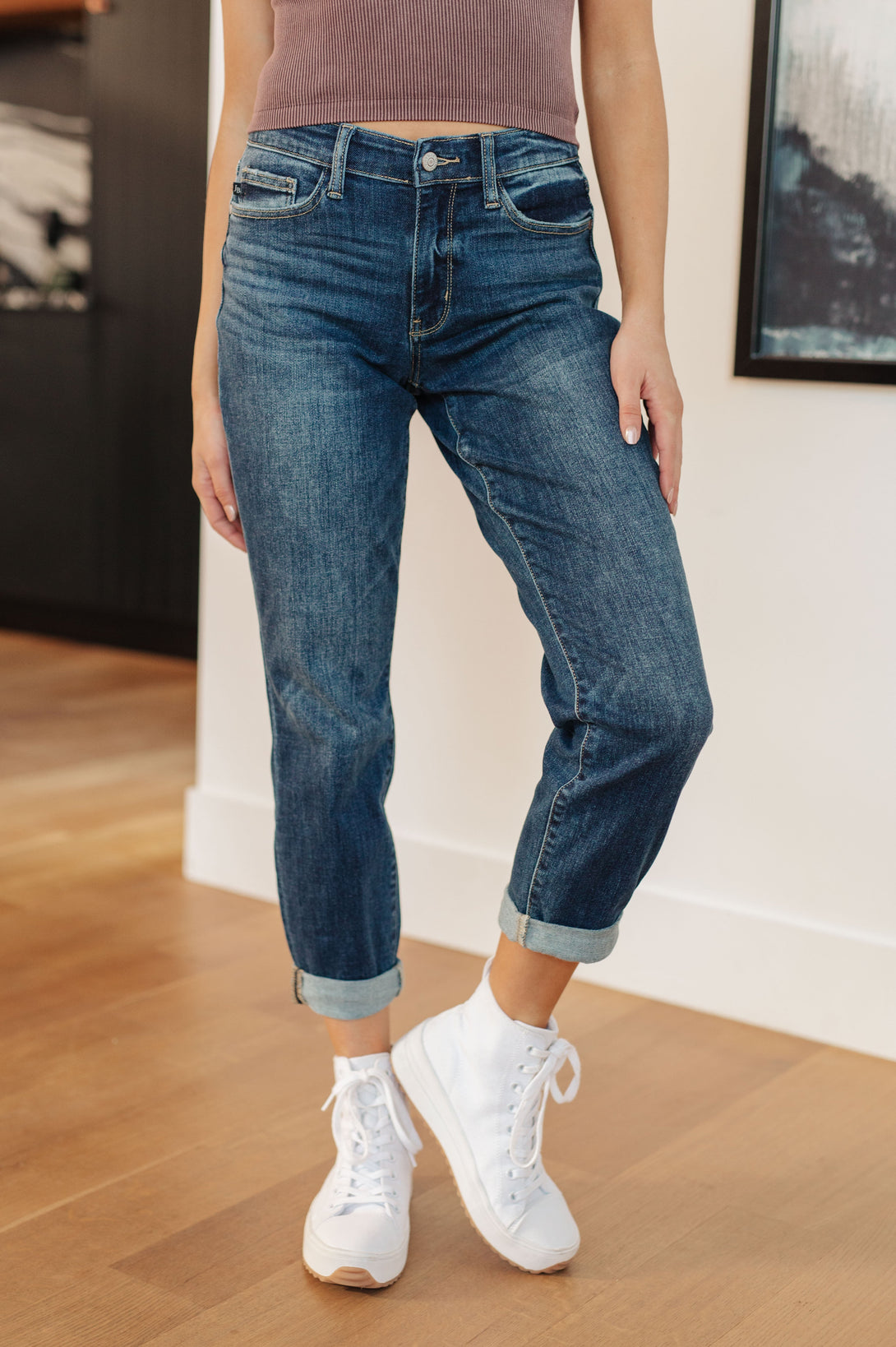 London Midrise Cuffed Boyfriend Jeans - Lavish Fix