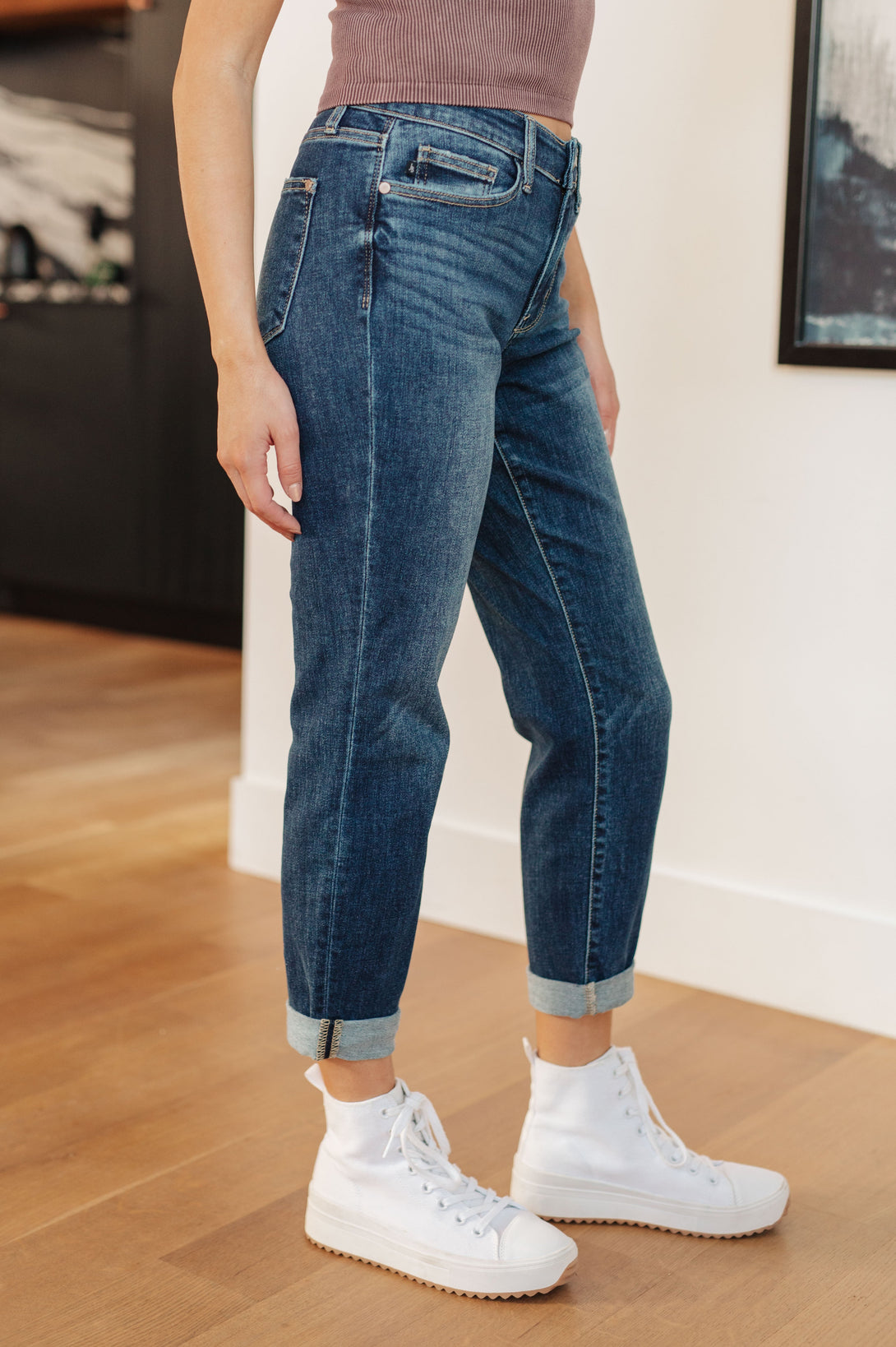 London Midrise Cuffed Boyfriend Jeans - Lavish Fix