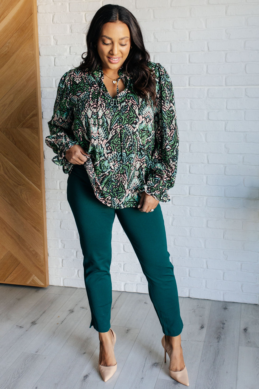 Looking Out Damask Print Blouse - Lavish Fix