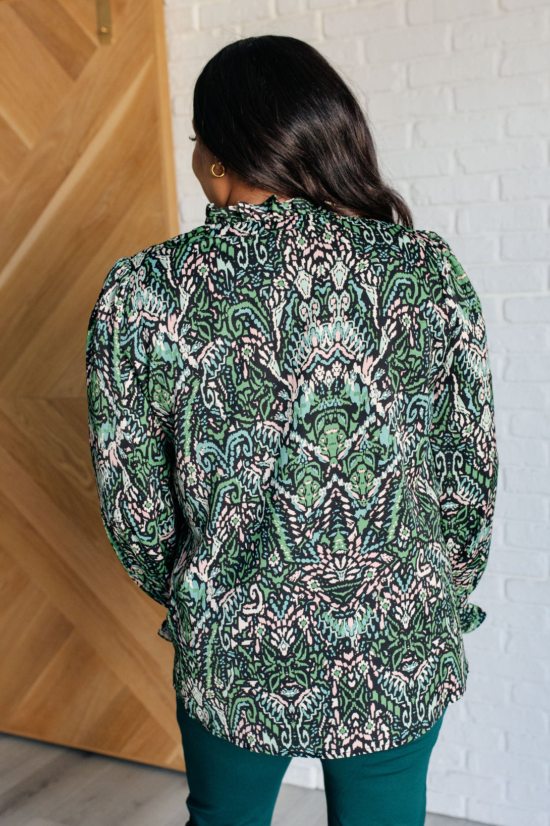 Looking Out Damask Print Blouse - Lavish Fix