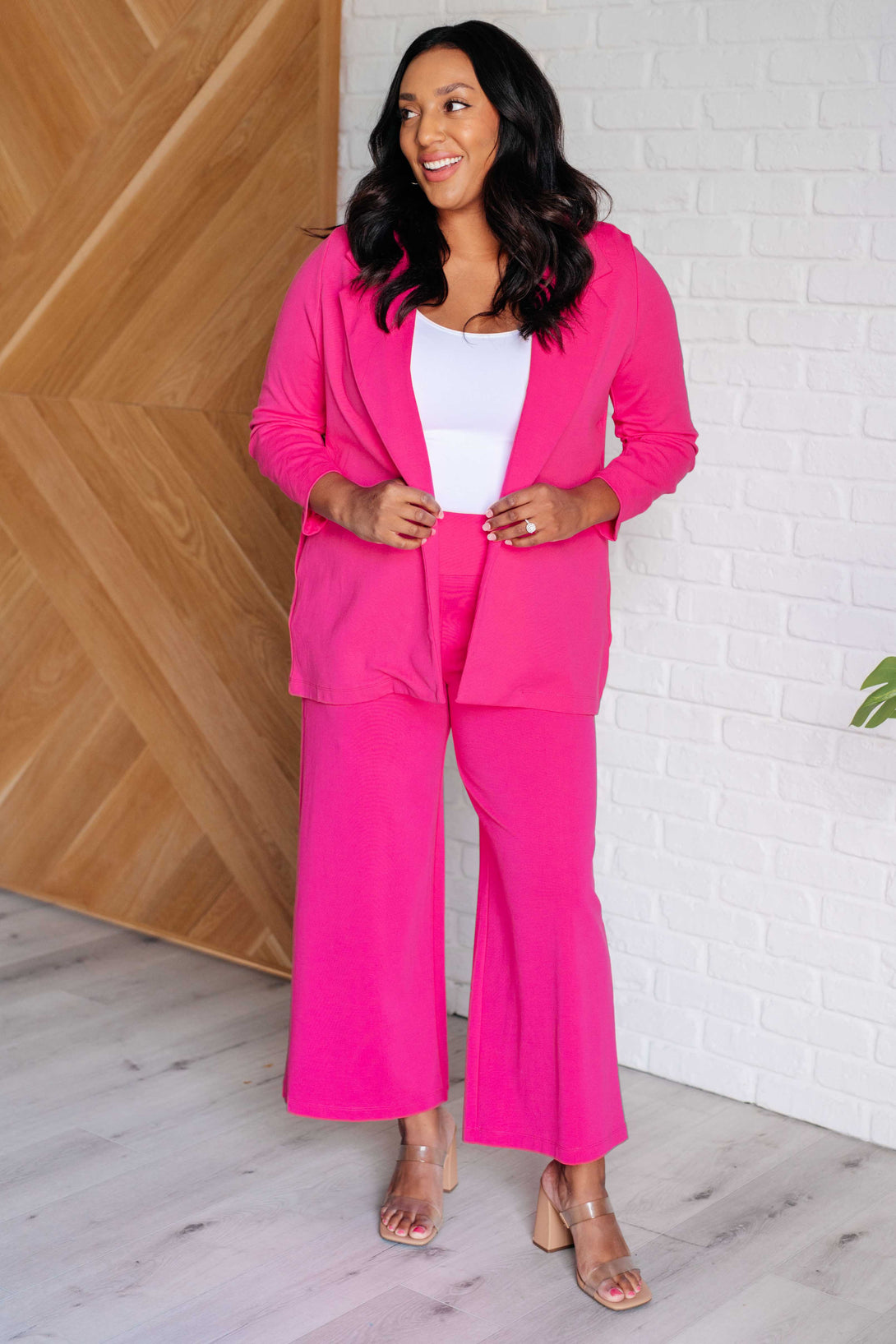 Magic 3/4 Blazer in Hot Pink - Lavish Fix