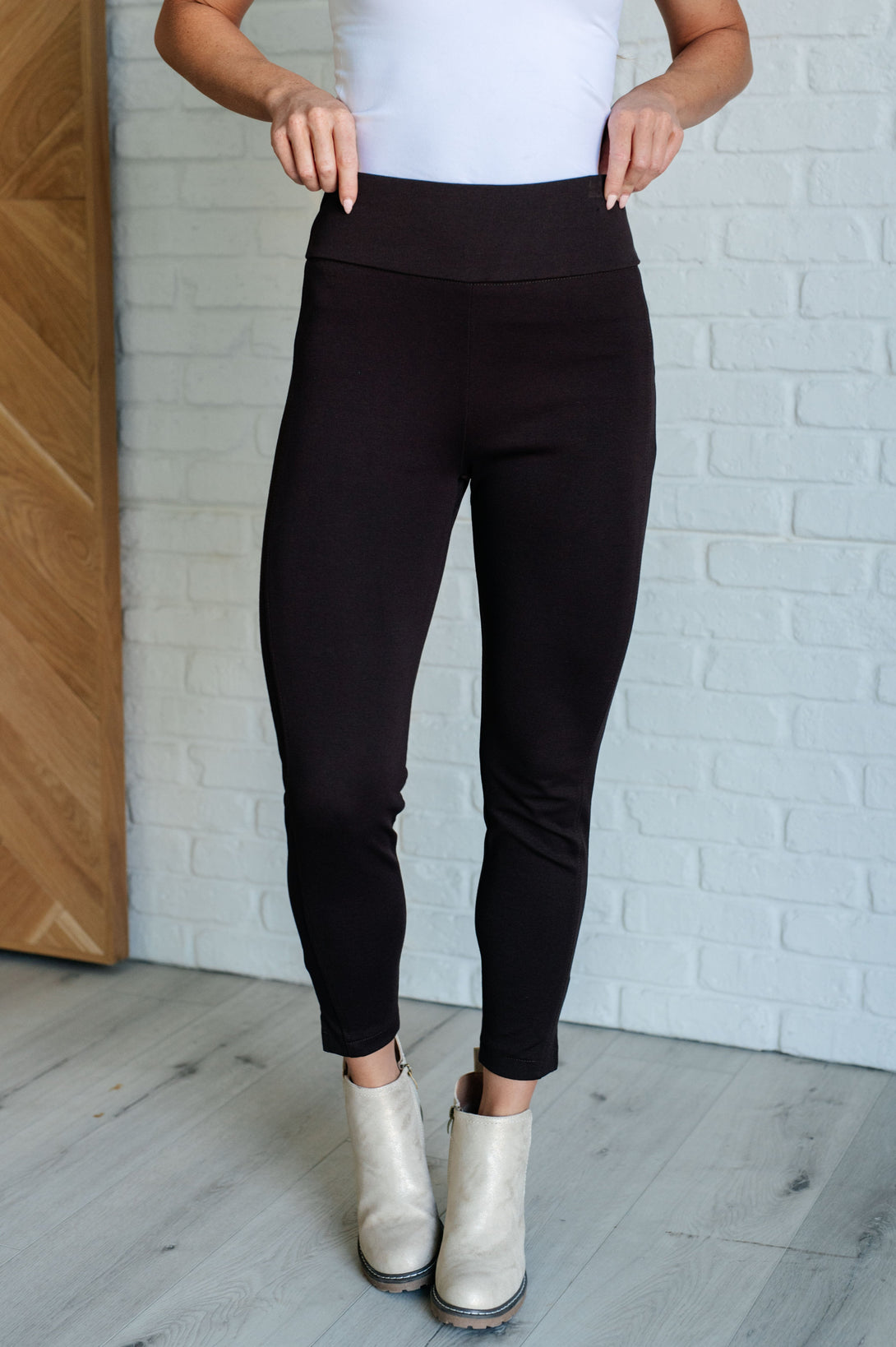 Magic Ankle Crop Skinny Pants in Chocolate - Lavish Fix