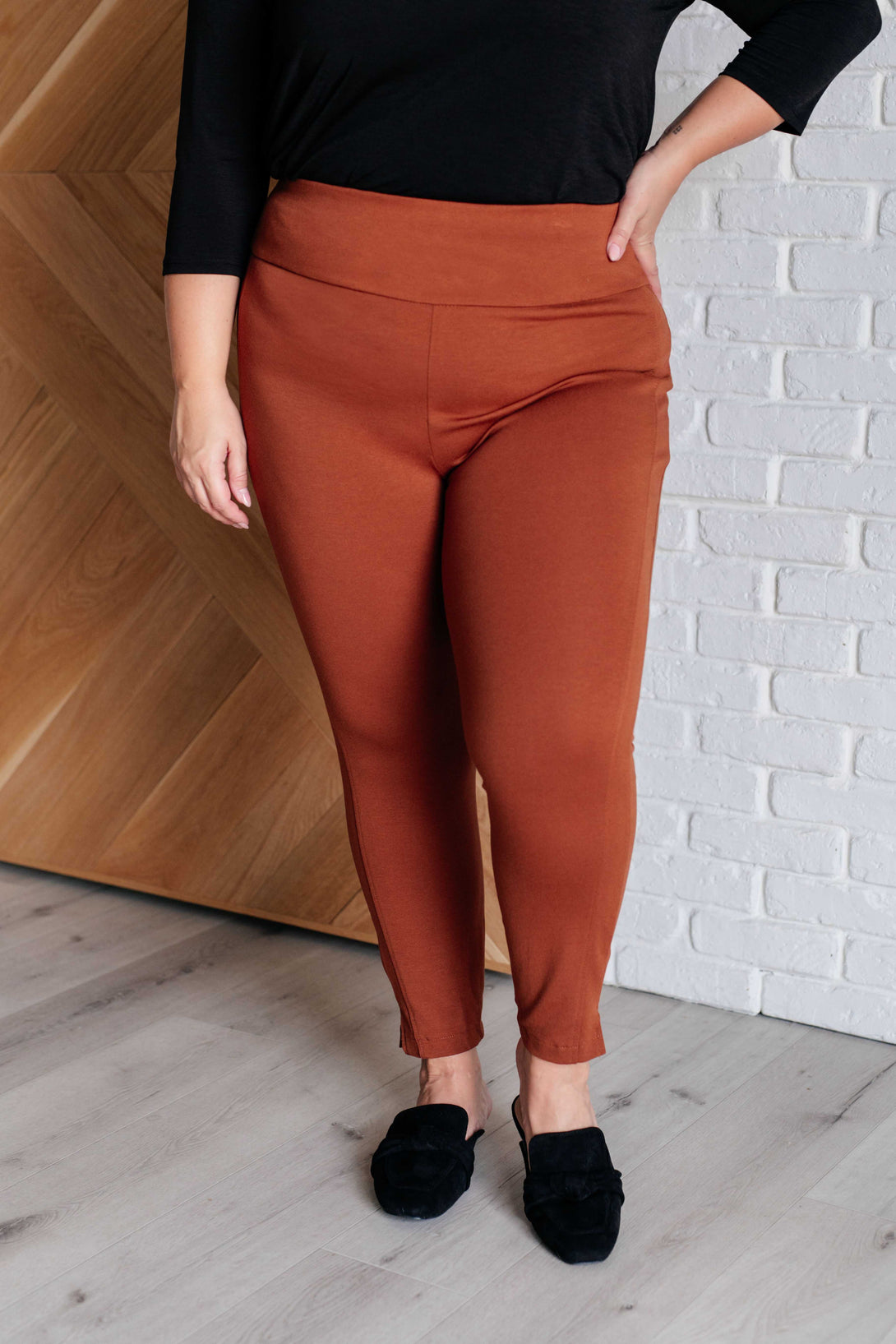 Magic Ankle Crop Skinny Pants in Rust - Lavish Fix