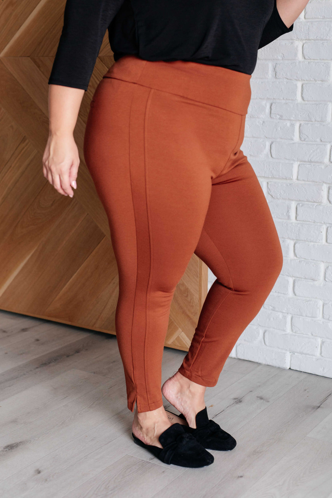 Magic Ankle Crop Skinny Pants in Rust - Lavish Fix