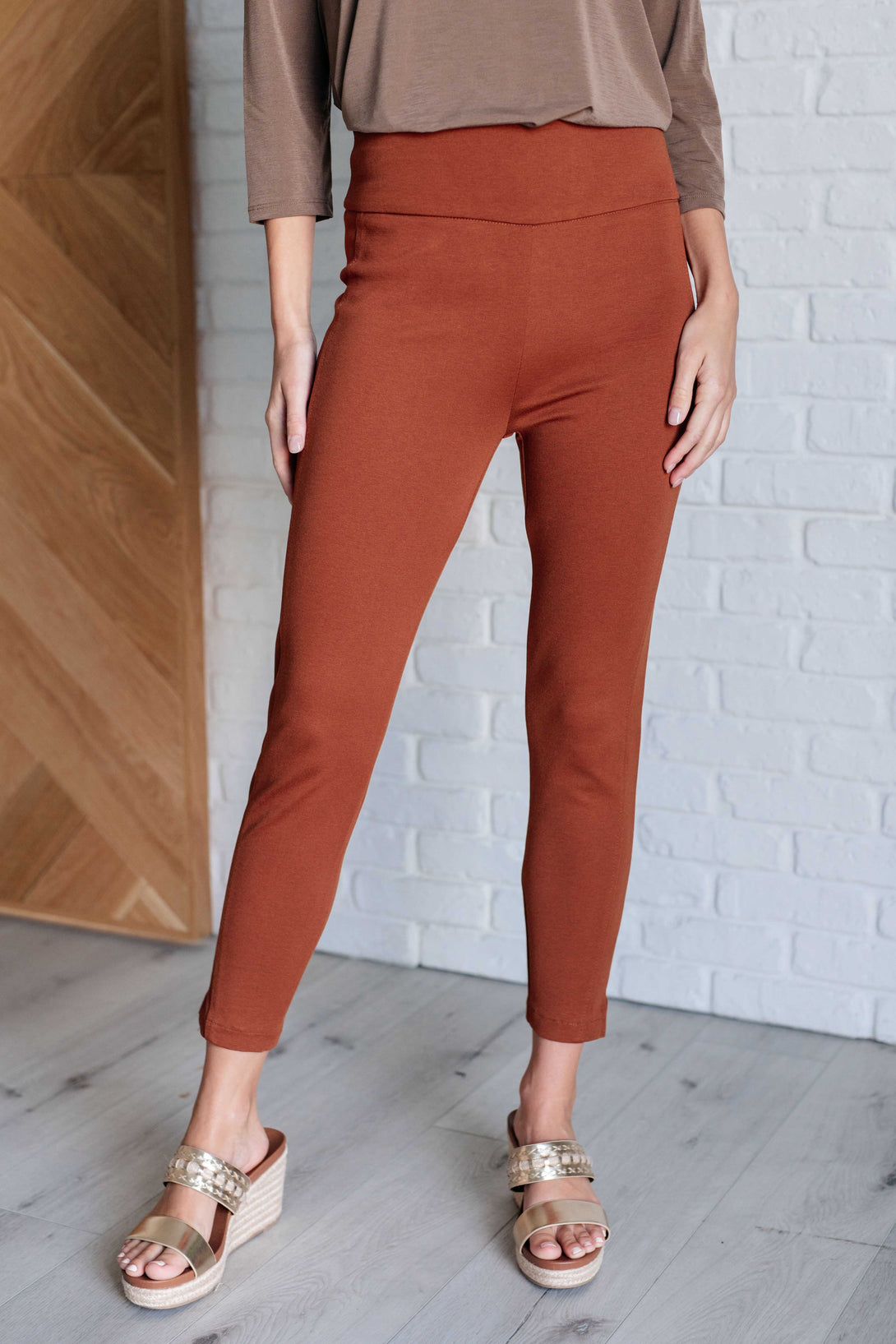 Magic Ankle Crop Skinny Pants in Rust - Lavish Fix