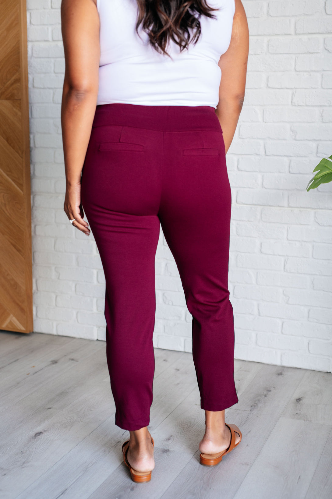 Magic Ankle Crop Skinny Pants in Wine - Lavish Fix