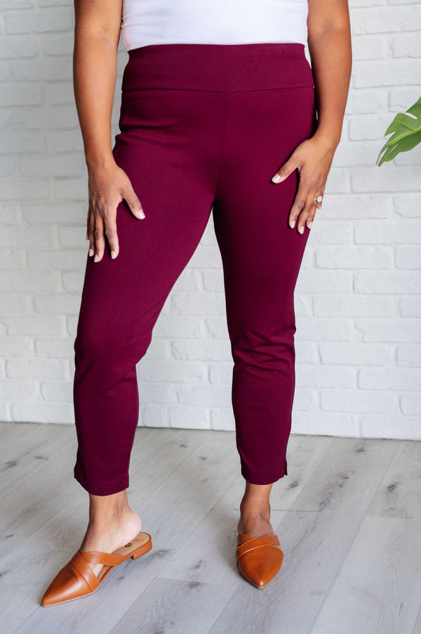 Magic Ankle Crop Skinny Pants in Wine - Lavish Fix