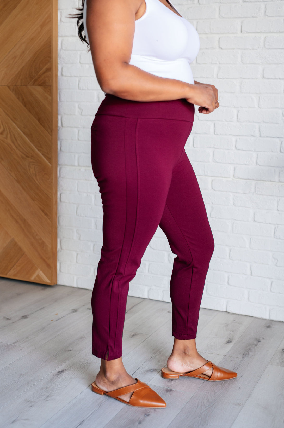 Magic Ankle Crop Skinny Pants in Wine - Lavish Fix