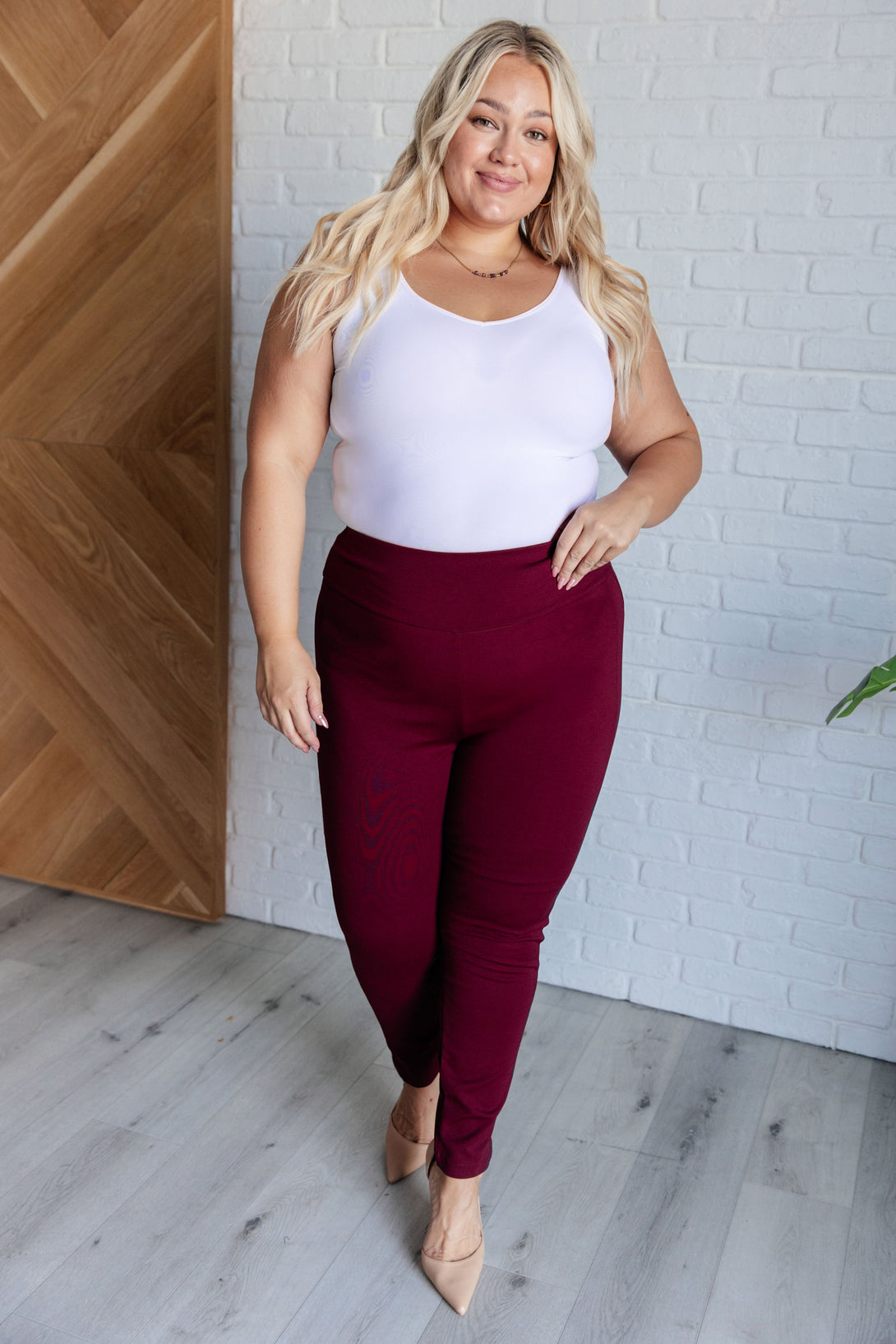 Magic Skinny 28" Pants in Wine - Lavish Fix