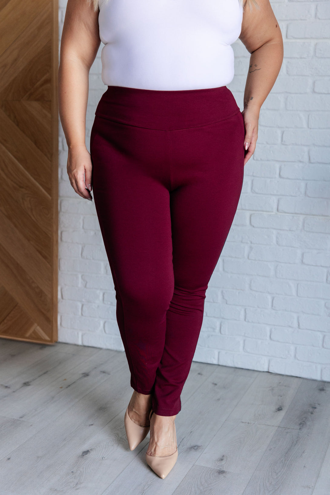 Magic Skinny 28" Pants in Wine - Lavish Fix