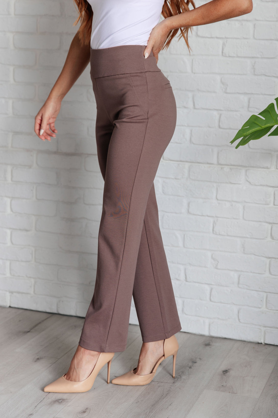 Magic Straight Pants in Dark Mocha - Lavish Fix