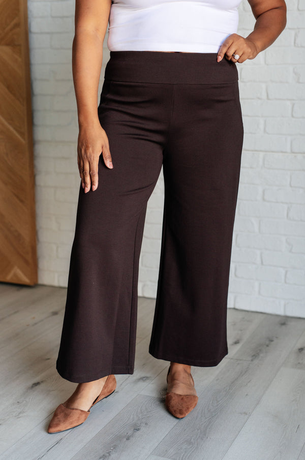 Magic Wide Leg Crop Pants in Chocolate - Lavish Fix