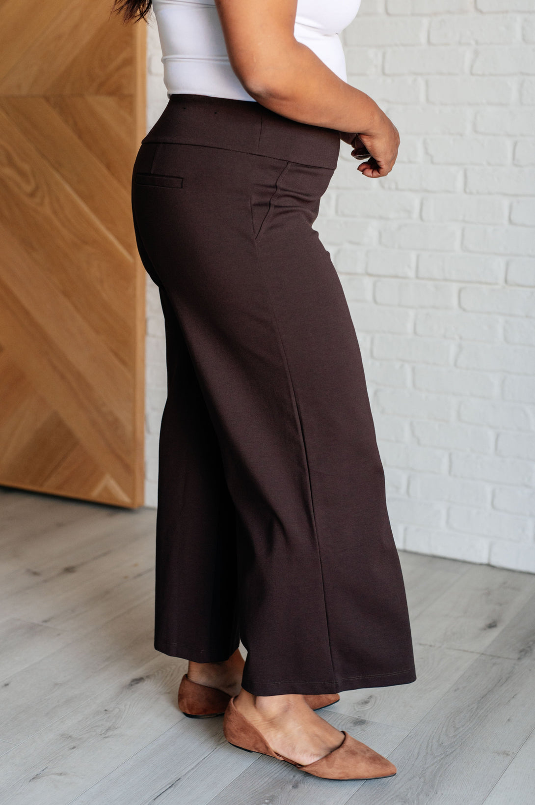 Magic Wide Leg Crop Pants in Chocolate - Lavish Fix