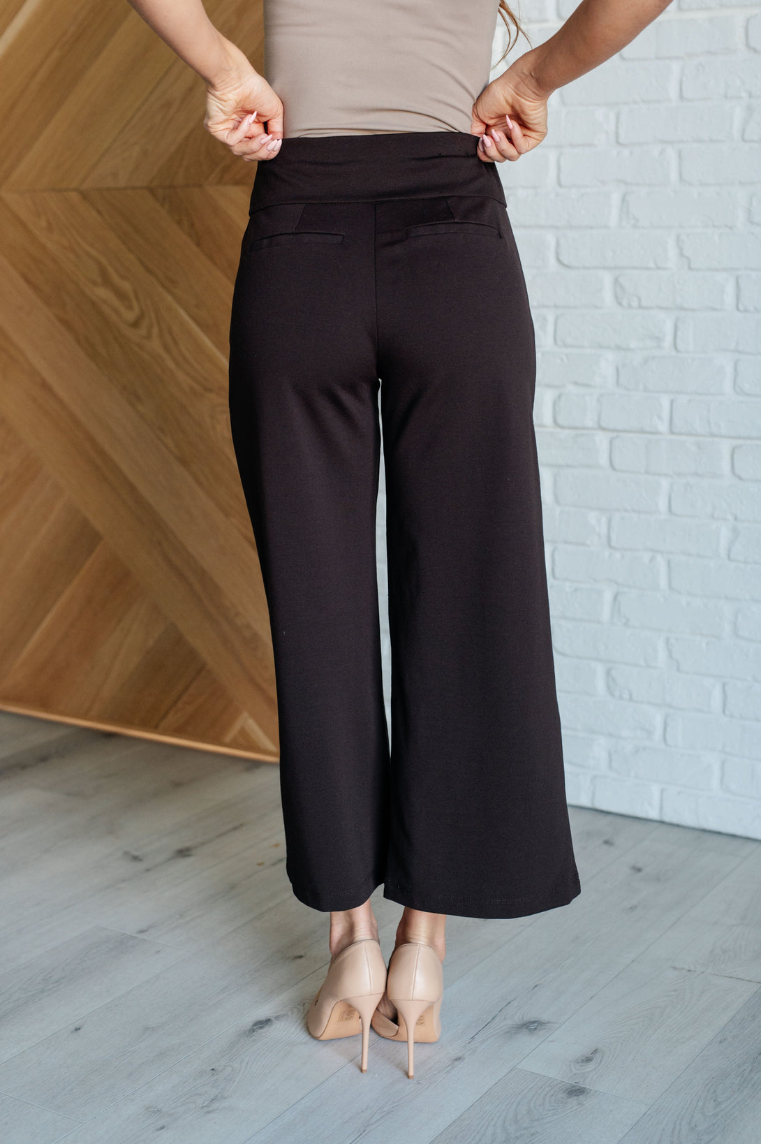 Magic Wide Leg Crop Pants in Chocolate - Lavish Fix