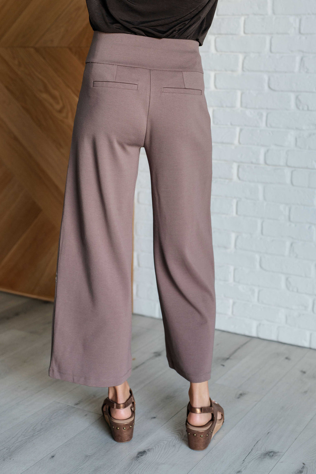 Magic Wide Leg Crop Pants in Dark Mocha - Lavish Fix