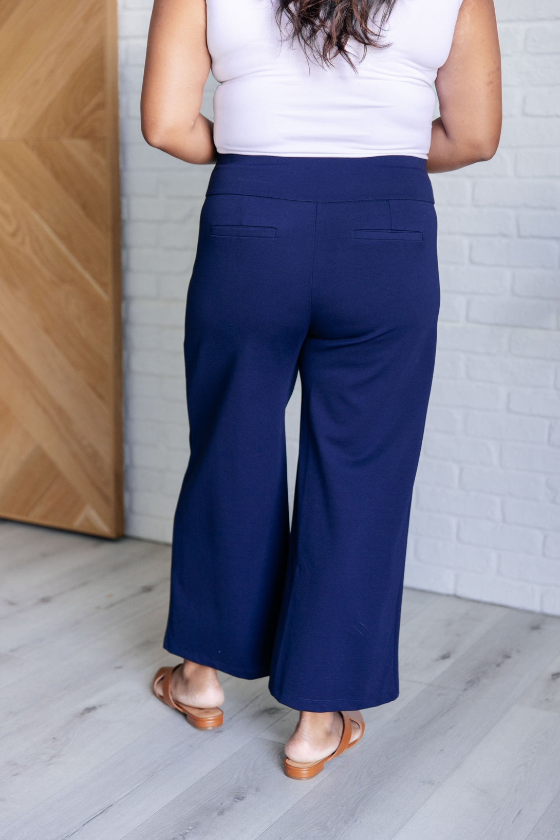 Magic Wide Leg Crop Pants in Navy - Lavish Fix