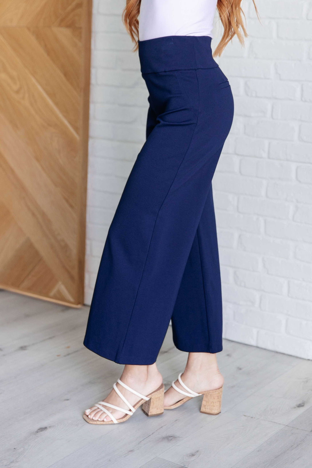 Magic Wide Leg Crop Pants in Navy - Lavish Fix