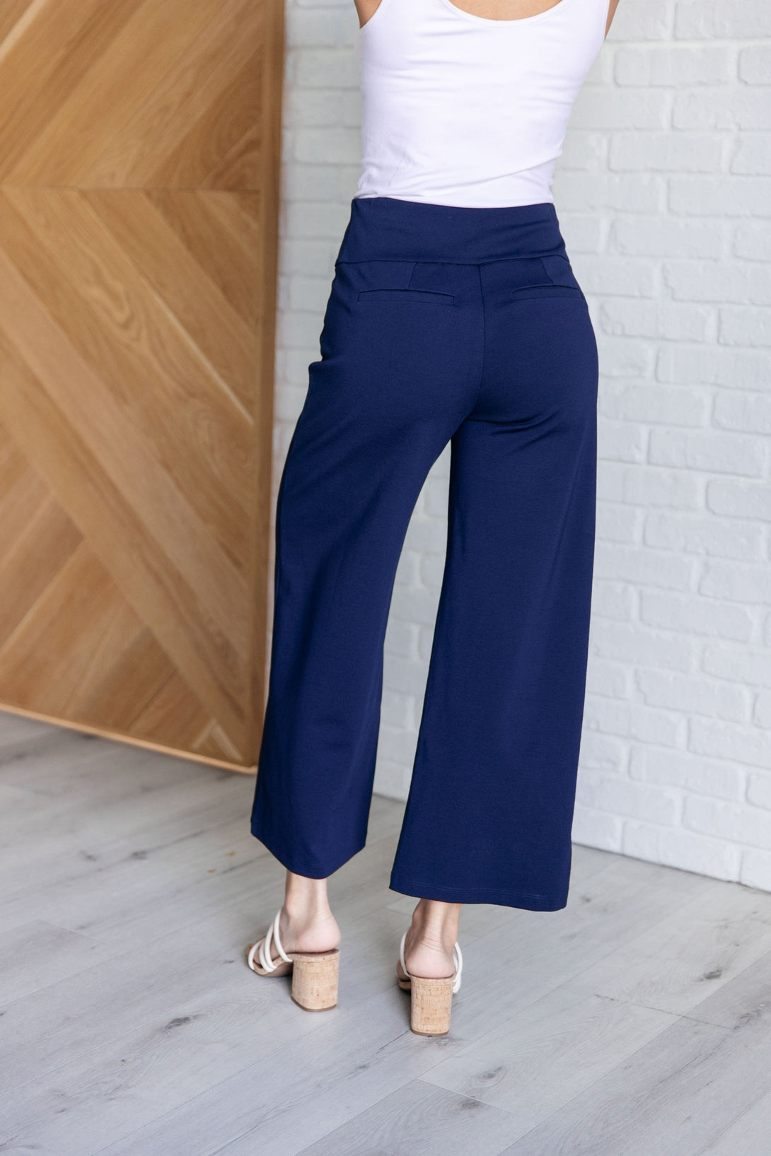 Magic Wide Leg Crop Pants in Navy - Lavish Fix