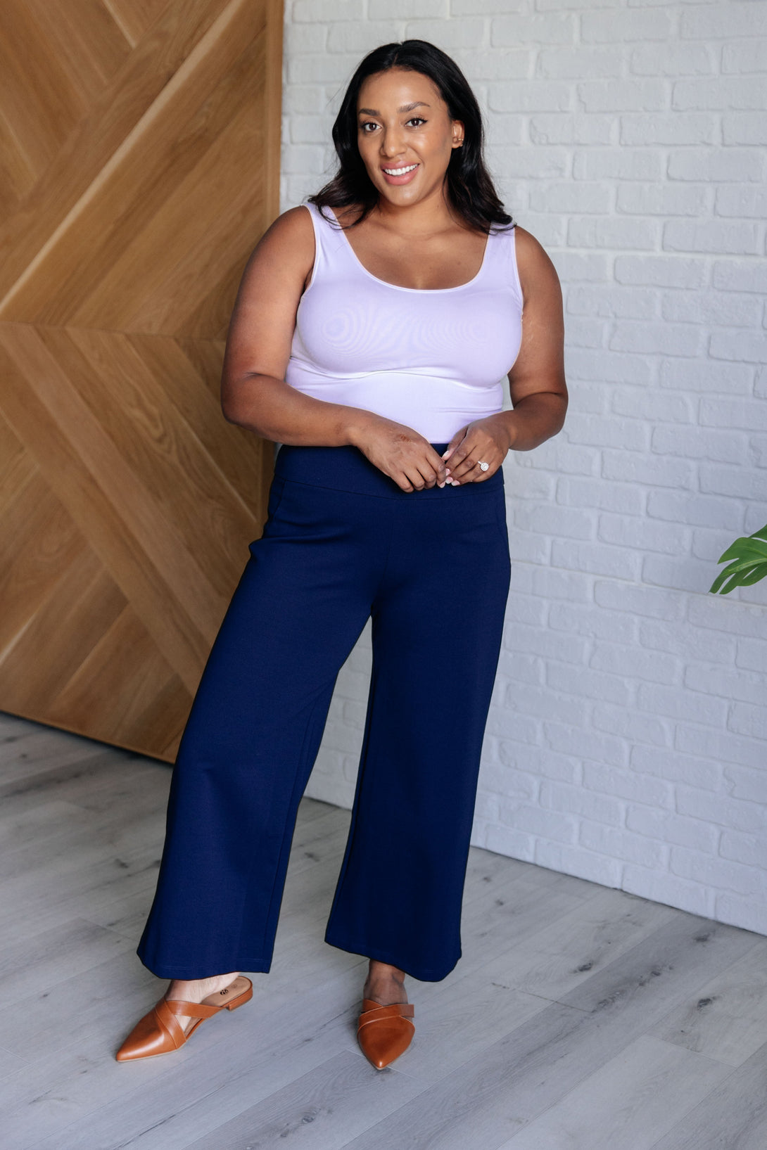 Magic Wide Leg Crop Pants in Navy - Lavish Fix