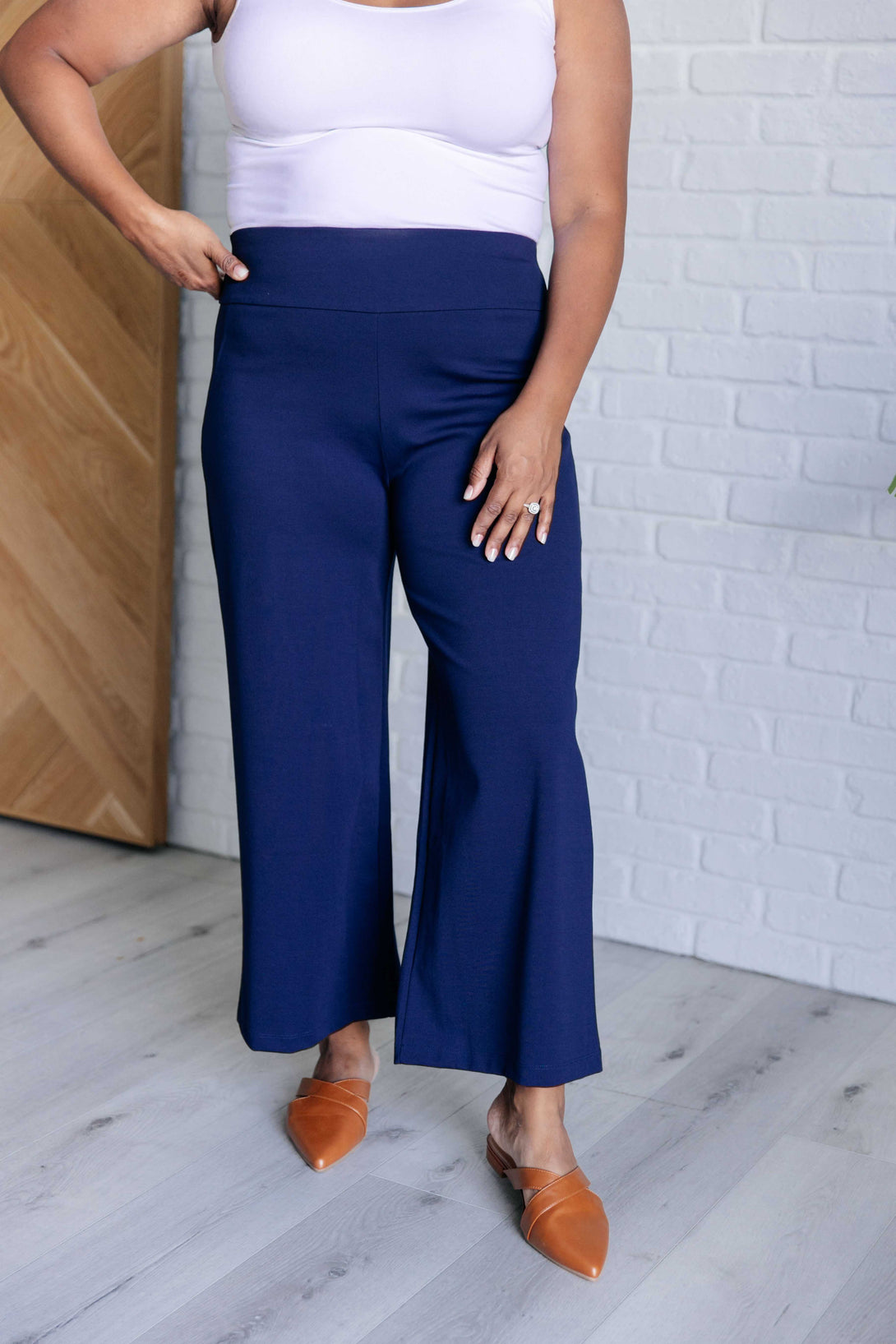 Magic Wide Leg Crop Pants in Navy - Lavish Fix