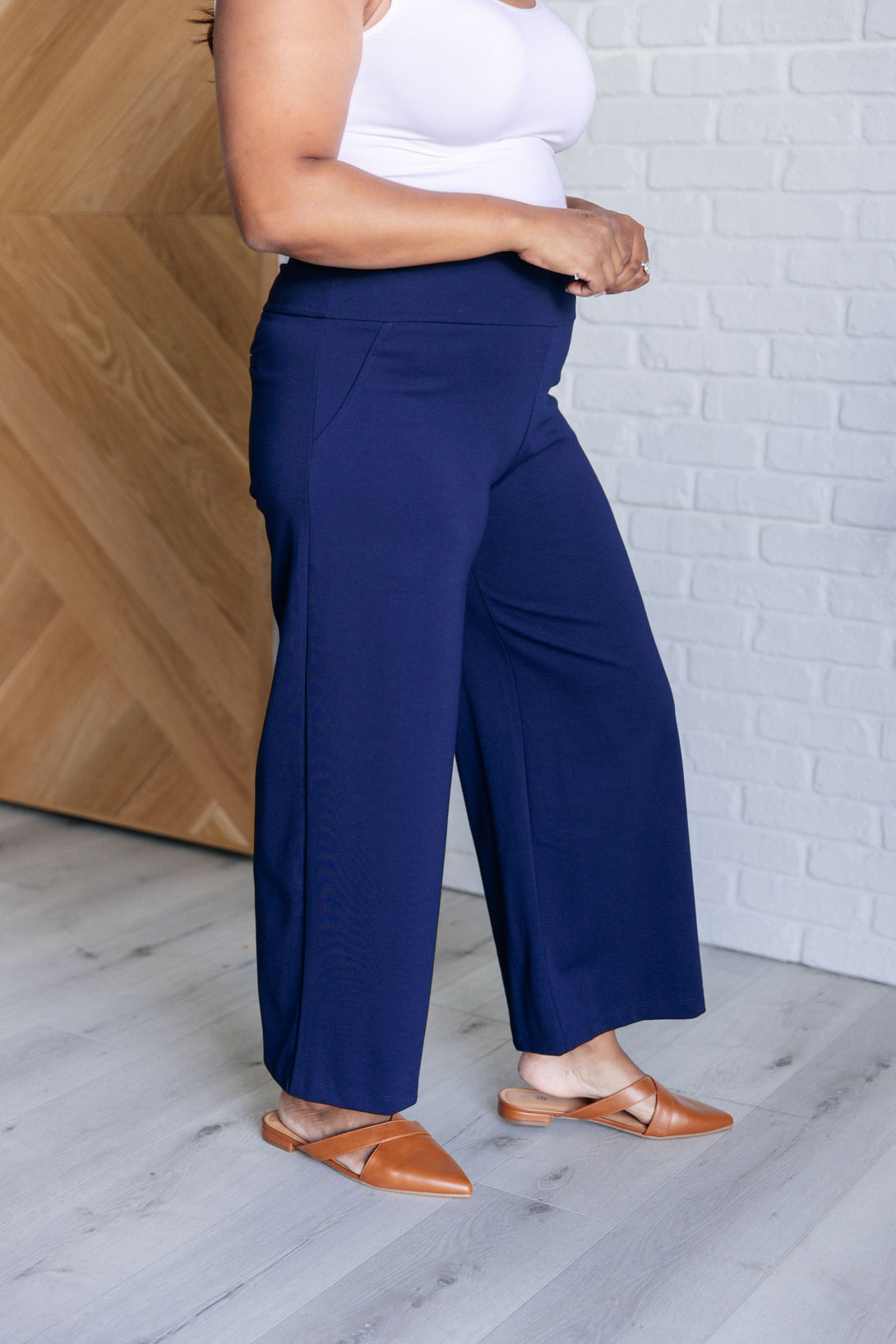 Magic Wide Leg Crop Pants in Navy - Lavish Fix