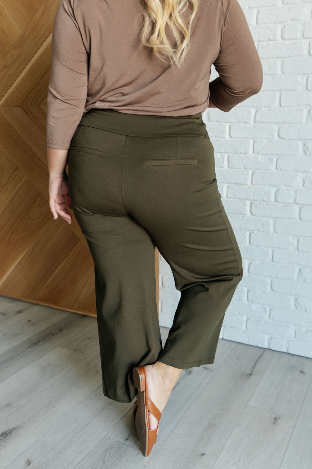 Magic Wide Leg Crop Pants in Olive - Lavish Fix