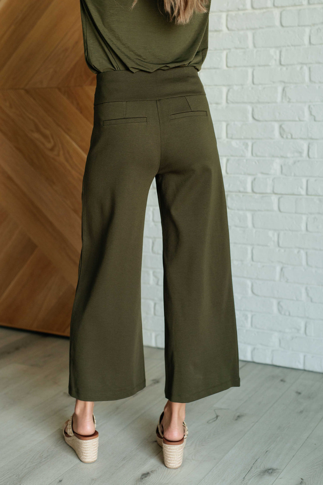 Magic Wide Leg Crop Pants in Olive - Lavish Fix