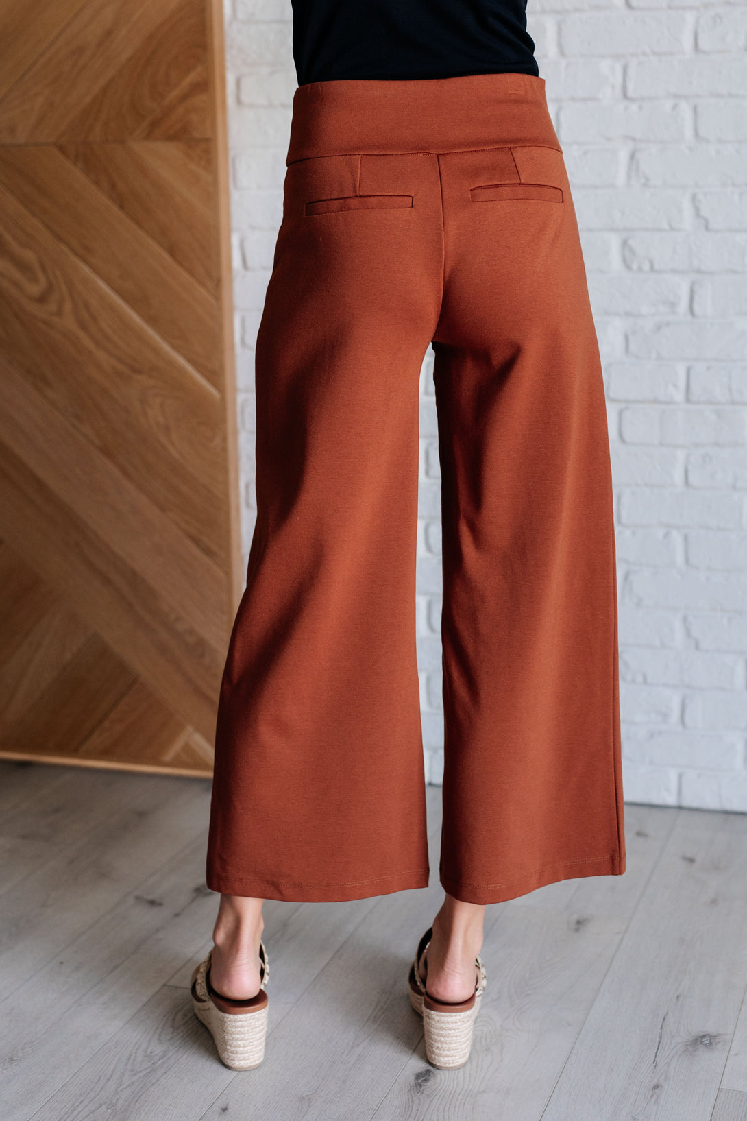 Magic Wide Leg Crop Pants in Rust - Lavish Fix