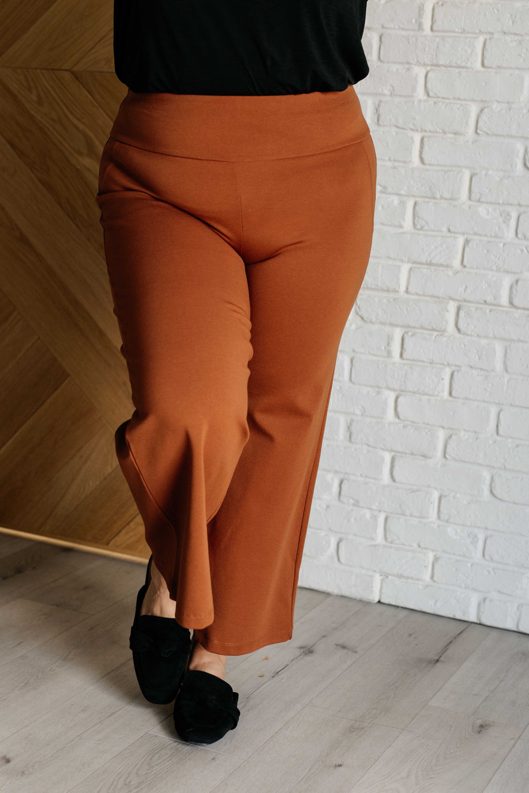 Magic Wide Leg Crop Pants in Rust - Lavish Fix