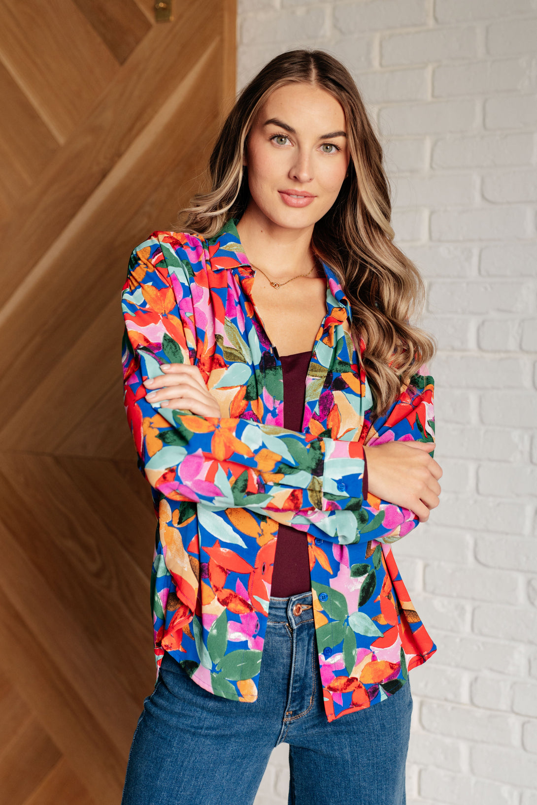 Make Like a Tree and Leaf Button Up Blouse - Lavish Fix