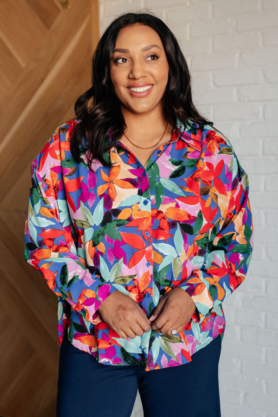 Make Like a Tree and Leaf Button Up Blouse - Lavish Fix