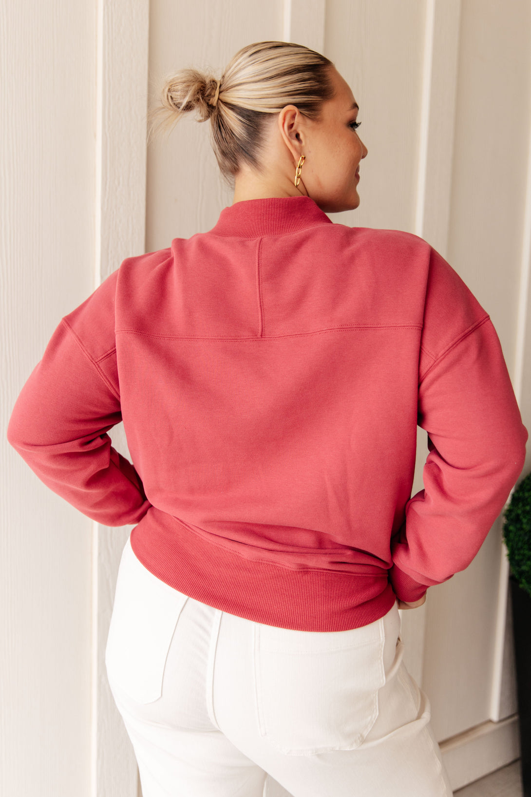 Make No Mistake Mock Neck Pullover in Cranberry - Lavish Fix