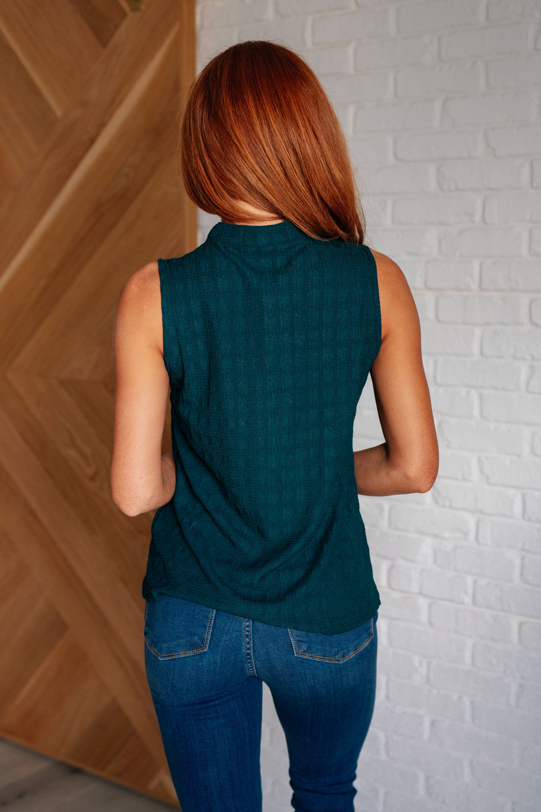 Matter of Fact Pleat Front Sleeveless Blouse in Sea Green - Lavish Fix