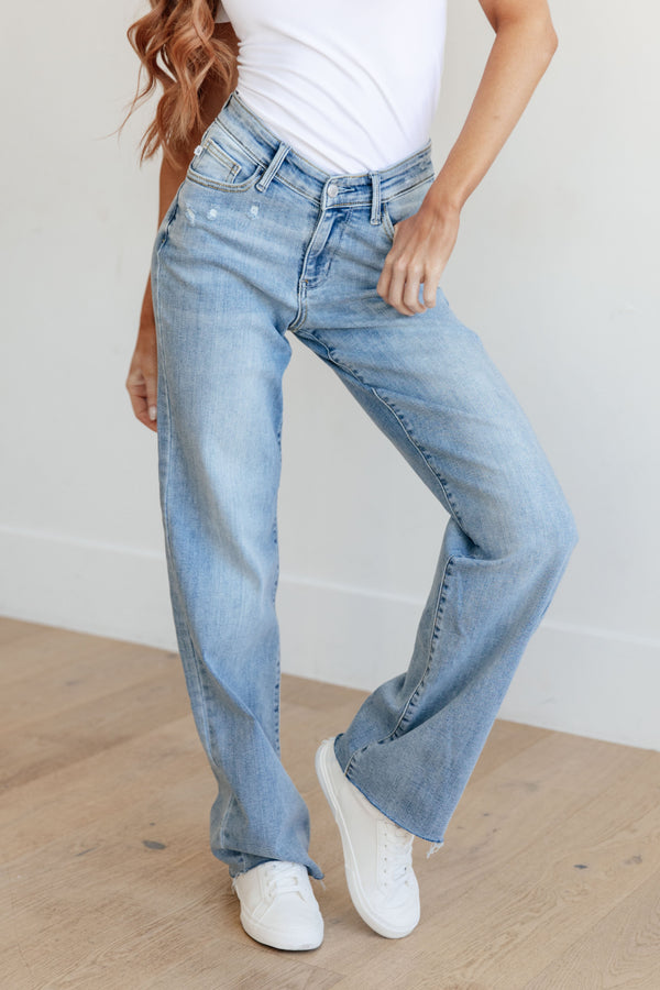 Mildred High Rise V Front Waistband Straight Jeans - Lavish Fix