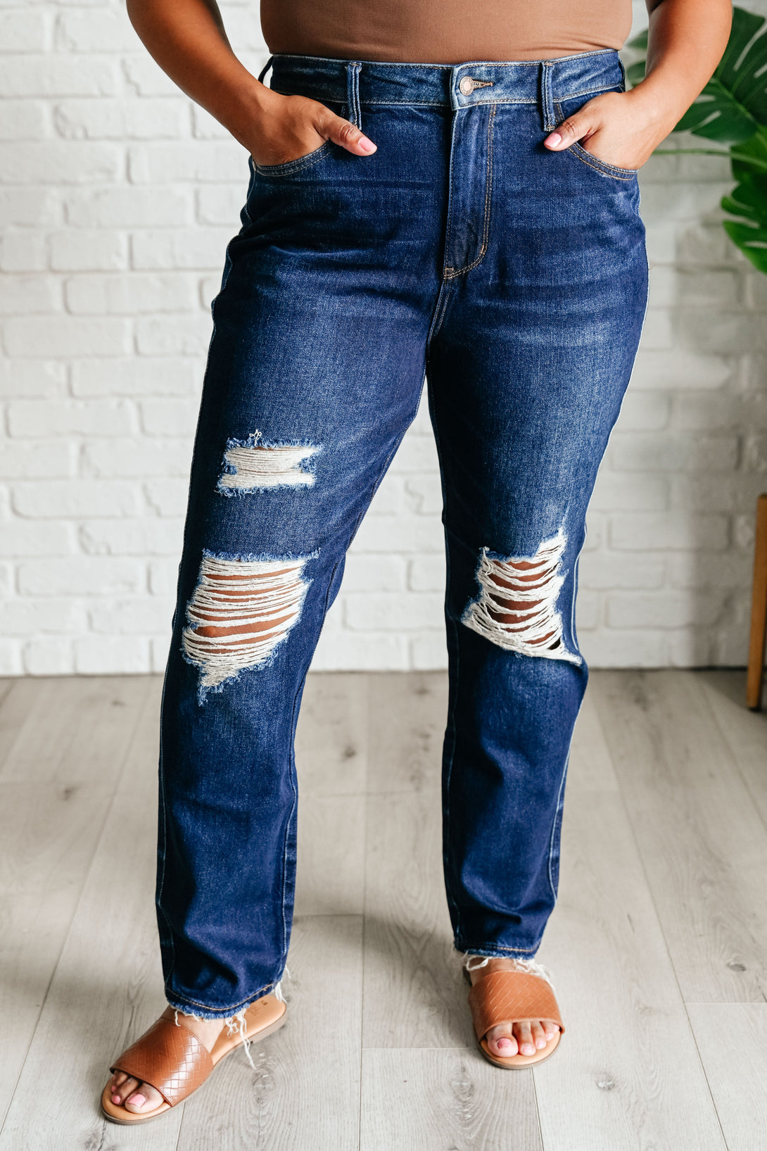 Montana High Rise Rigid Magic Distressed Straight Jeans - Lavish Fix