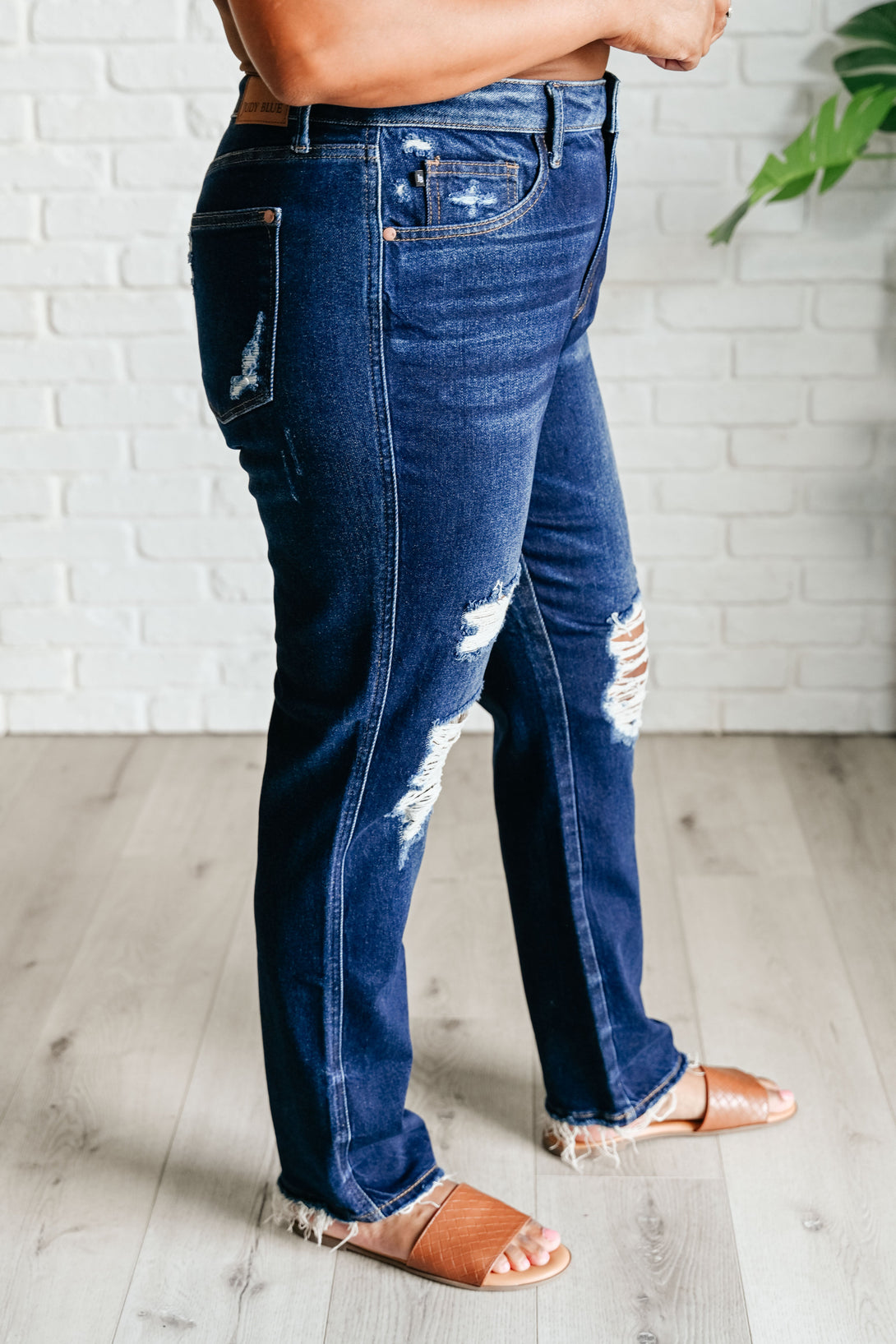 Montana High Rise Rigid Magic Distressed Straight Jeans - Lavish Fix