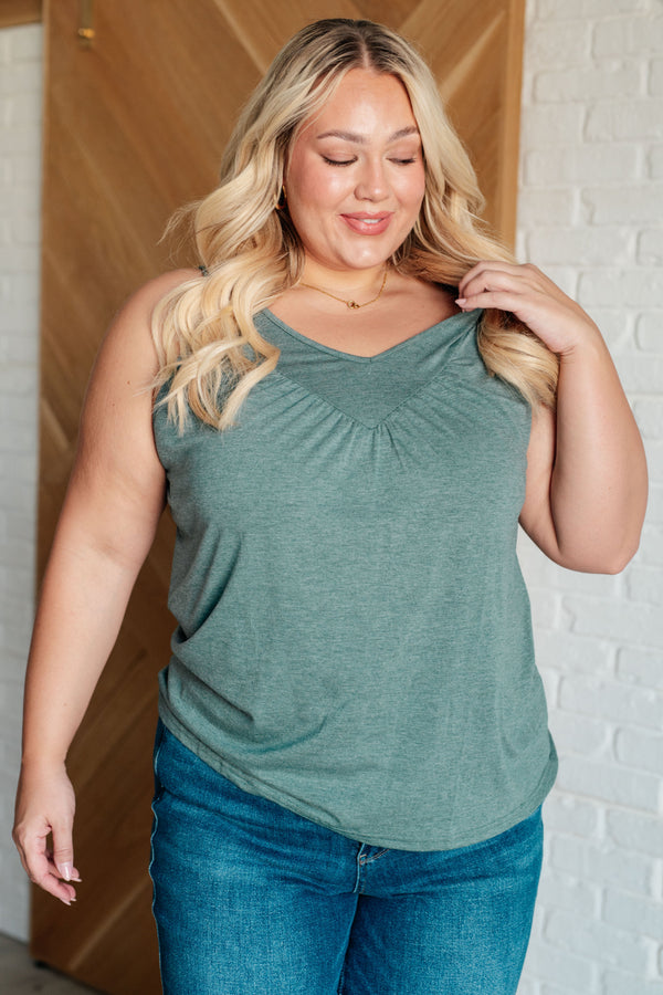 Not So Anxious V-Neck Tank in Mist - Lavish Fix