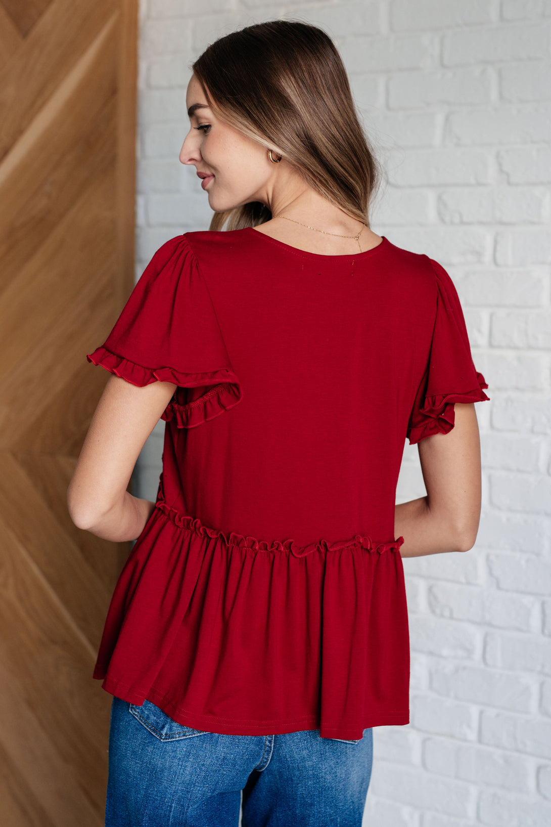 One Day Soon V-Neck Ruffle Detail Top - Lavish Fix