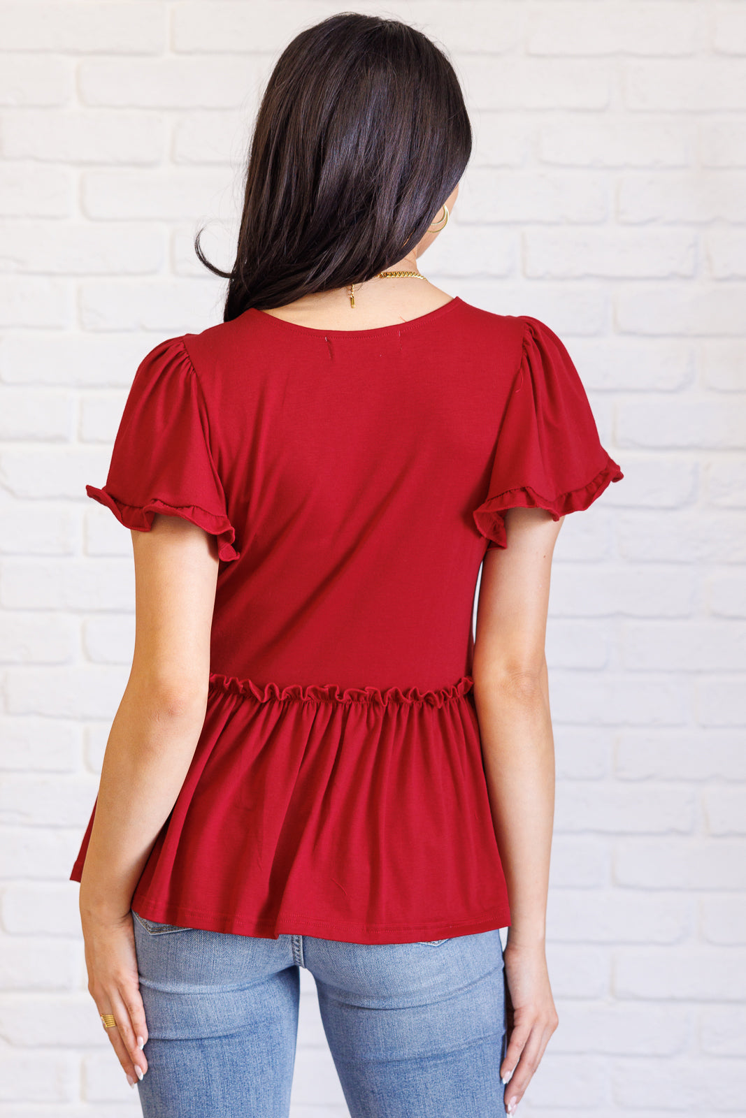 One Day Soon V-Neck Ruffle Detail Top - Lavish Fix