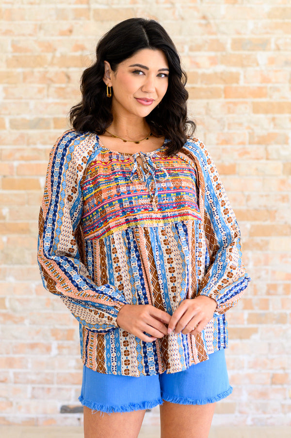 Open Sky Boho Tunic in Navy Mauve - Lavish Fix