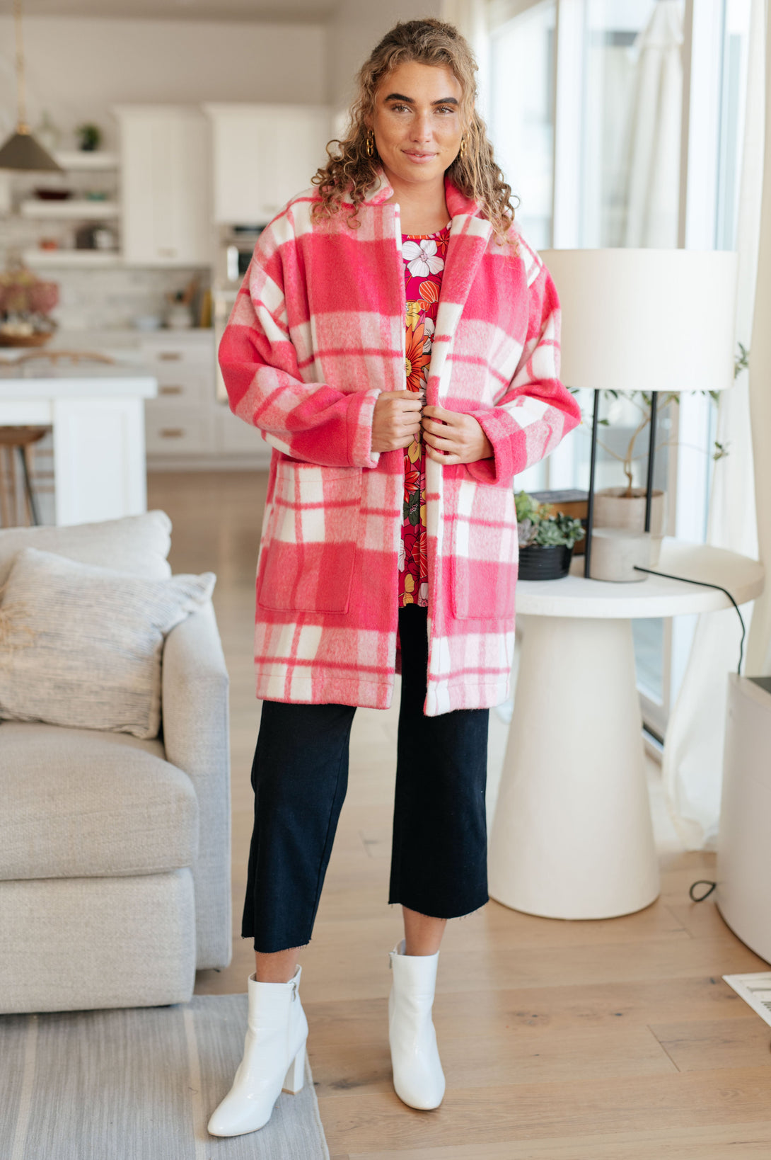 Passion in Plaid Coat in Pink - Lavish Fix