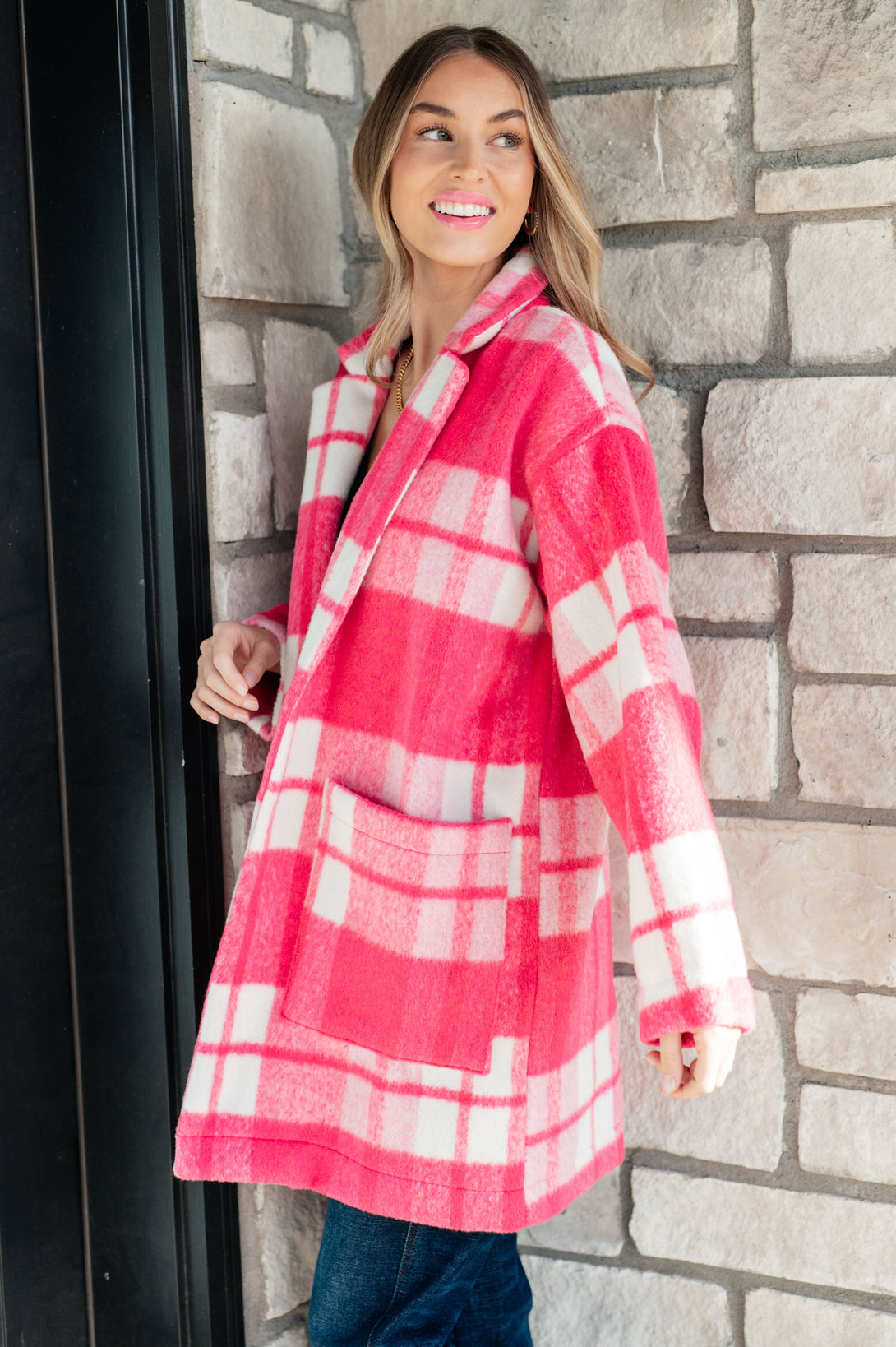 Passion in Plaid Coat in Pink - Lavish Fix