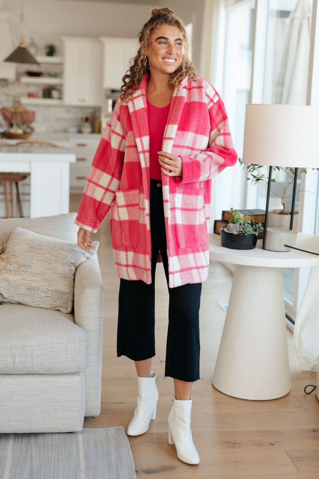 Passion in Plaid Coat in Pink - Lavish Fix