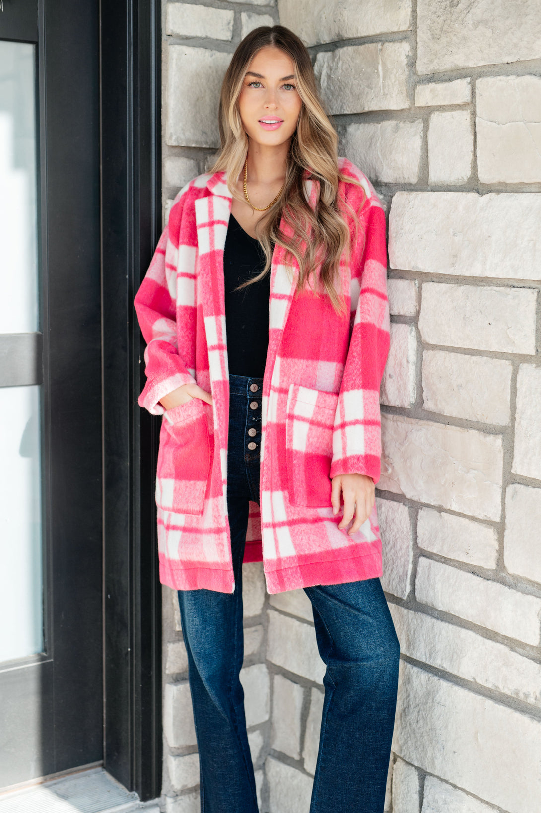 Passion in Plaid Coat in Pink - Lavish Fix