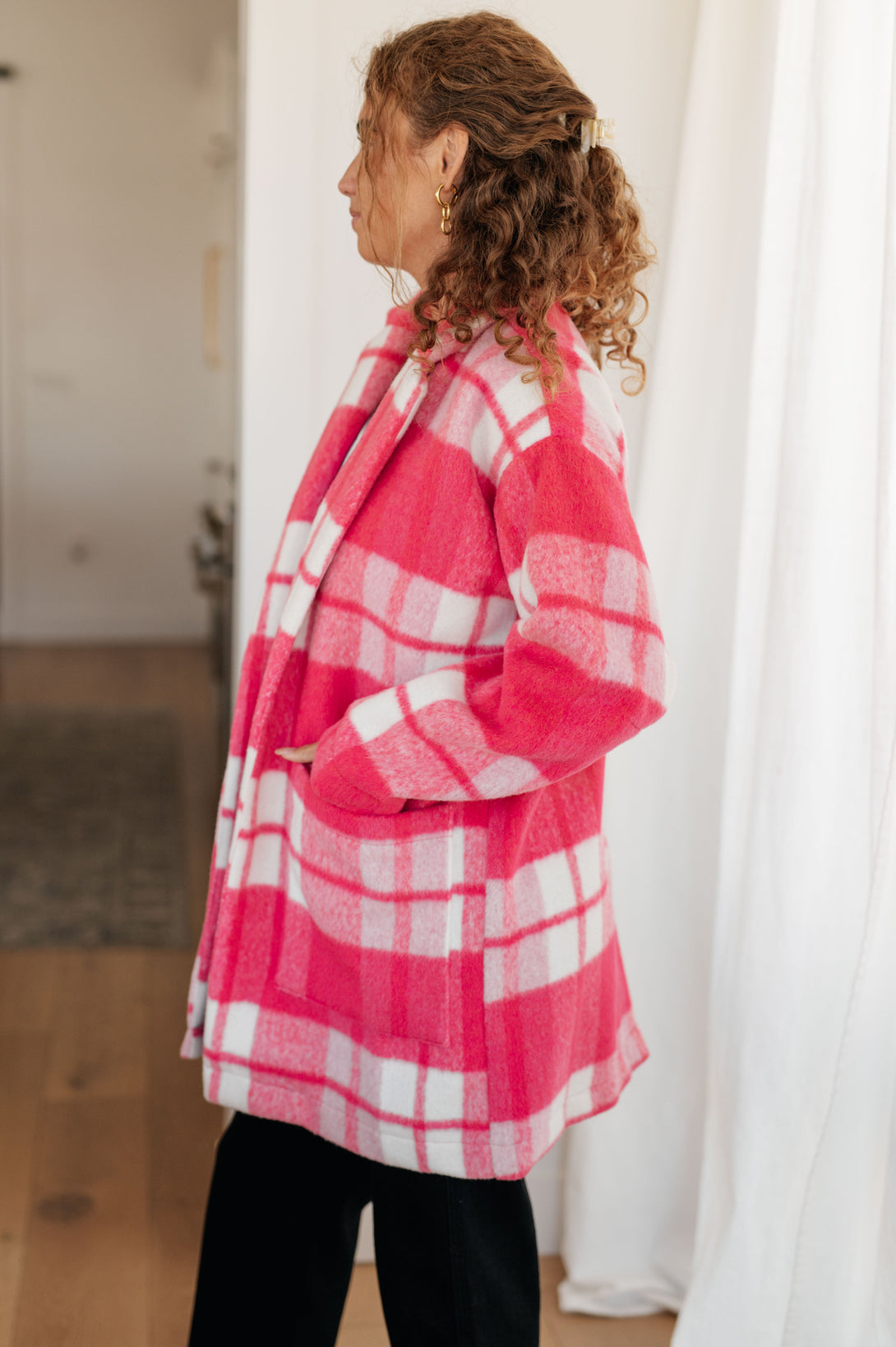 Passion in Plaid Coat in Pink - Lavish Fix