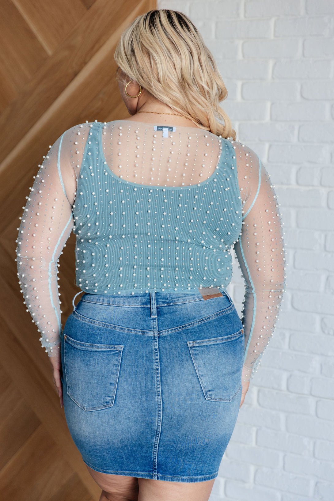 Pearl Diver Layering Top in Light Cyan - Lavish Fix